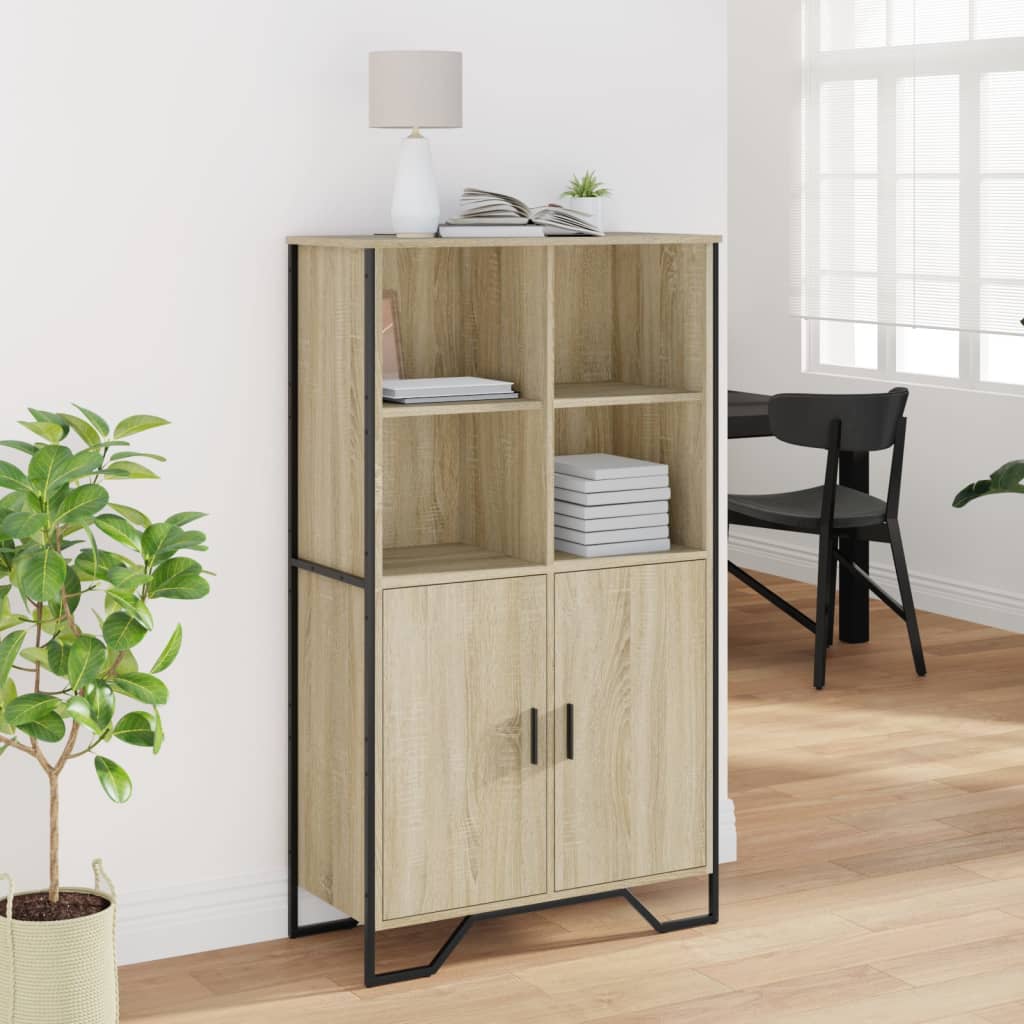Hoge kast 79,5x35,5x137,5 cm bewerkt hout sonoma eikenkleurig is nu te koop bij PeponiXL, paradijselijk wonen!