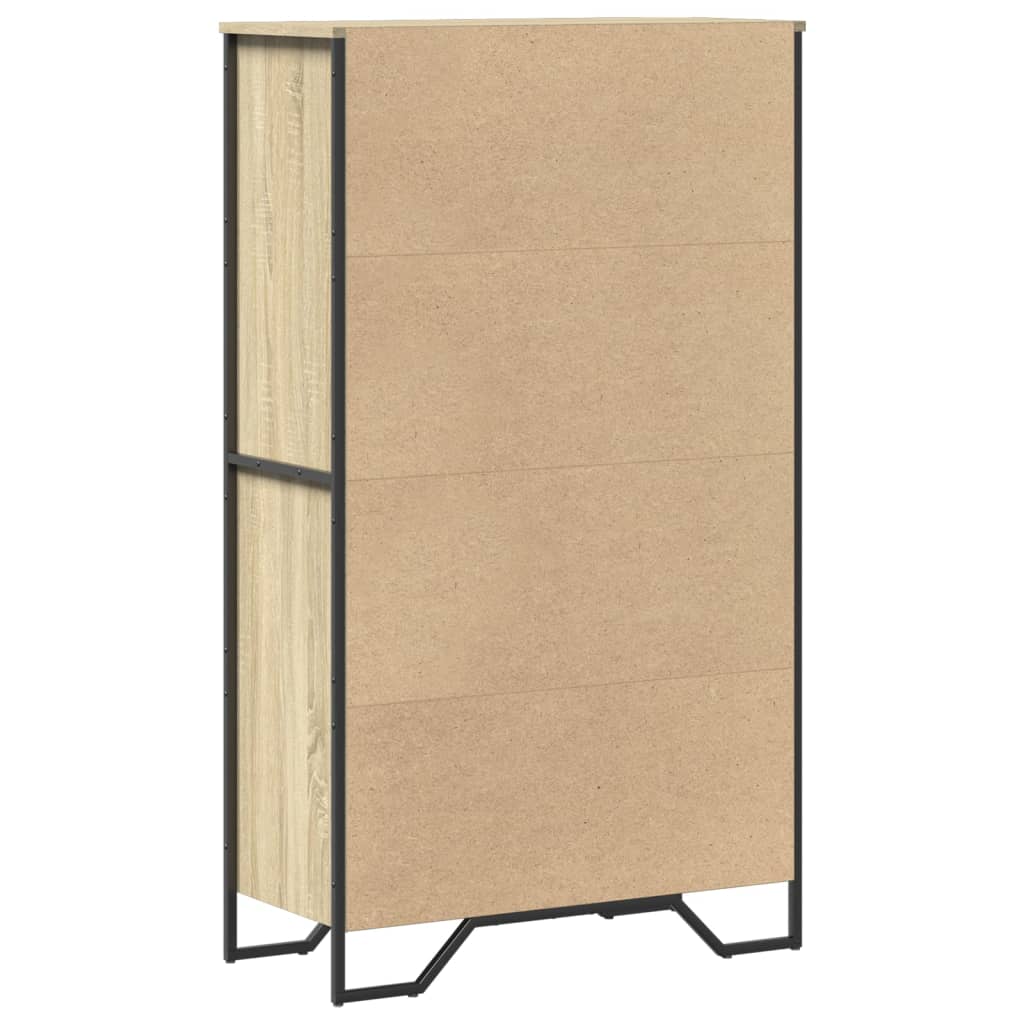 Hoge kast 79,5x35,5x137,5 cm bewerkt hout sonoma eikenkleurig is nu te koop bij PeponiXL, paradijselijk wonen!
