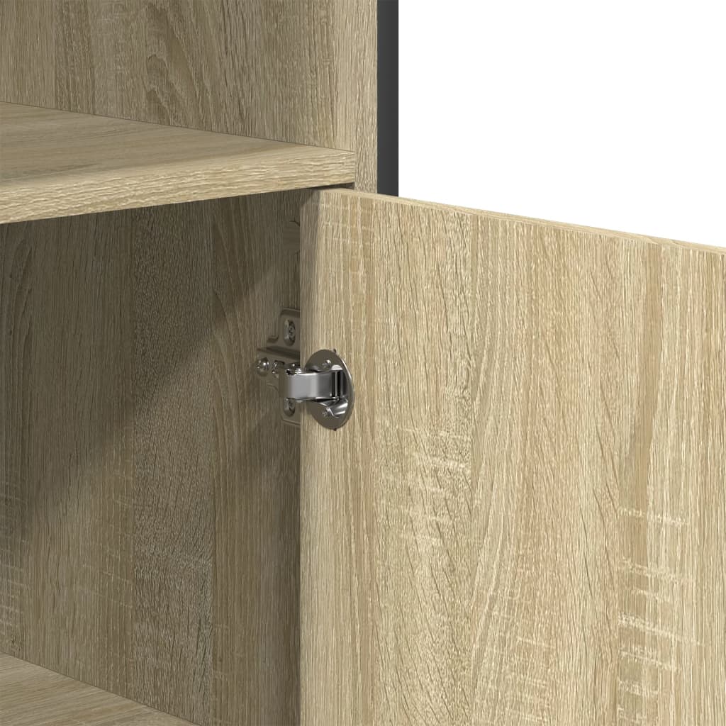 Hoge kast 79,5x35,5x137,5 cm bewerkt hout sonoma eikenkleurig is nu te koop bij PeponiXL, paradijselijk wonen!