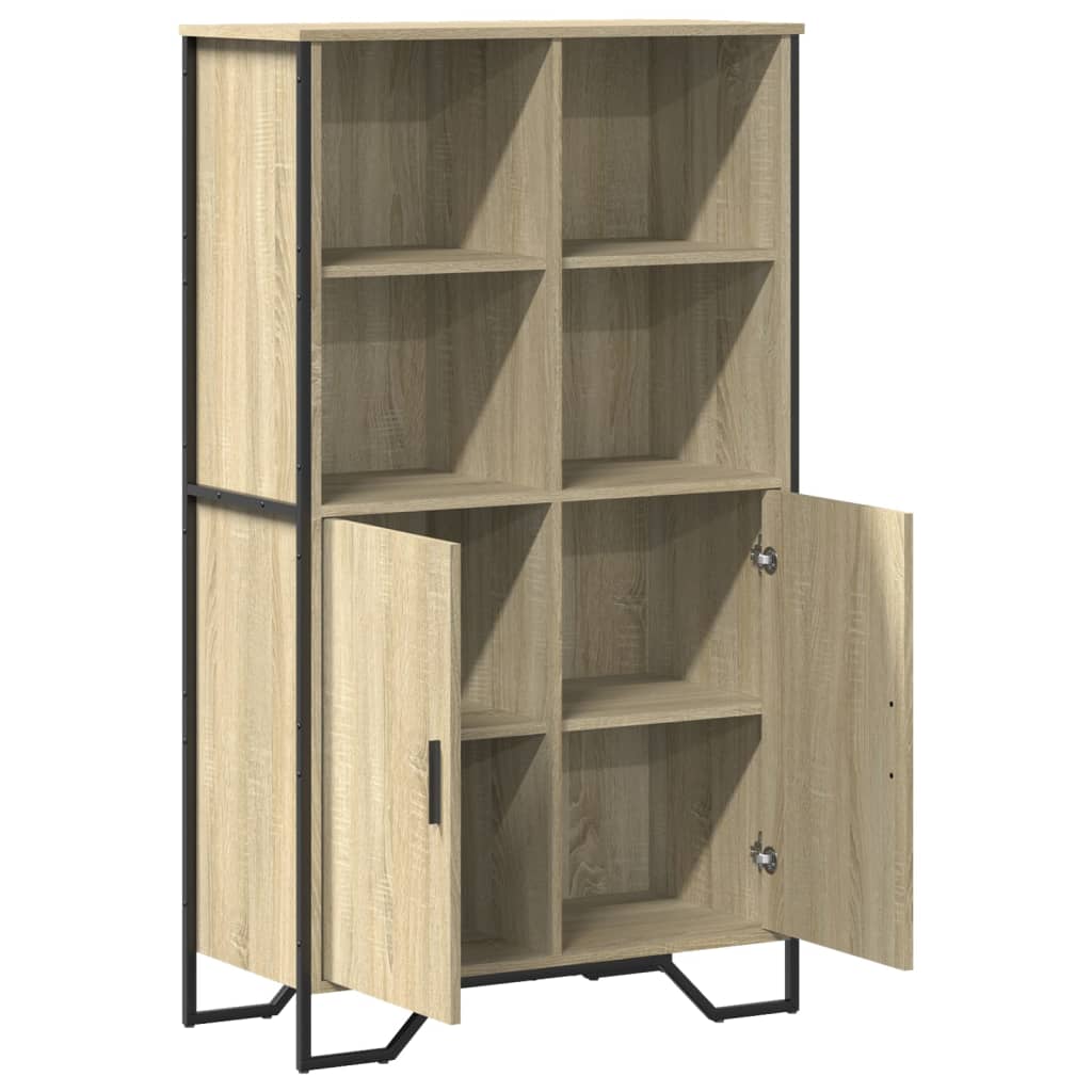 Hoge kast 79,5x35,5x137,5 cm bewerkt hout sonoma eikenkleurig is nu te koop bij PeponiXL, paradijselijk wonen!