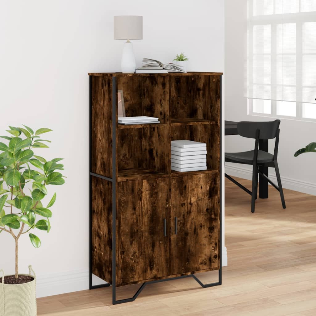 Hoge kast 79,5x35,5x137,5 cm bewerkt hout gerookt eikenkleurig is nu te koop bij PeponiXL, paradijselijk wonen!