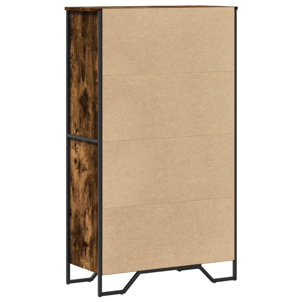 Hoge kast 79,5x35,5x137,5 cm bewerkt hout gerookt eikenkleurig is nu te koop bij PeponiXL, paradijselijk wonen!