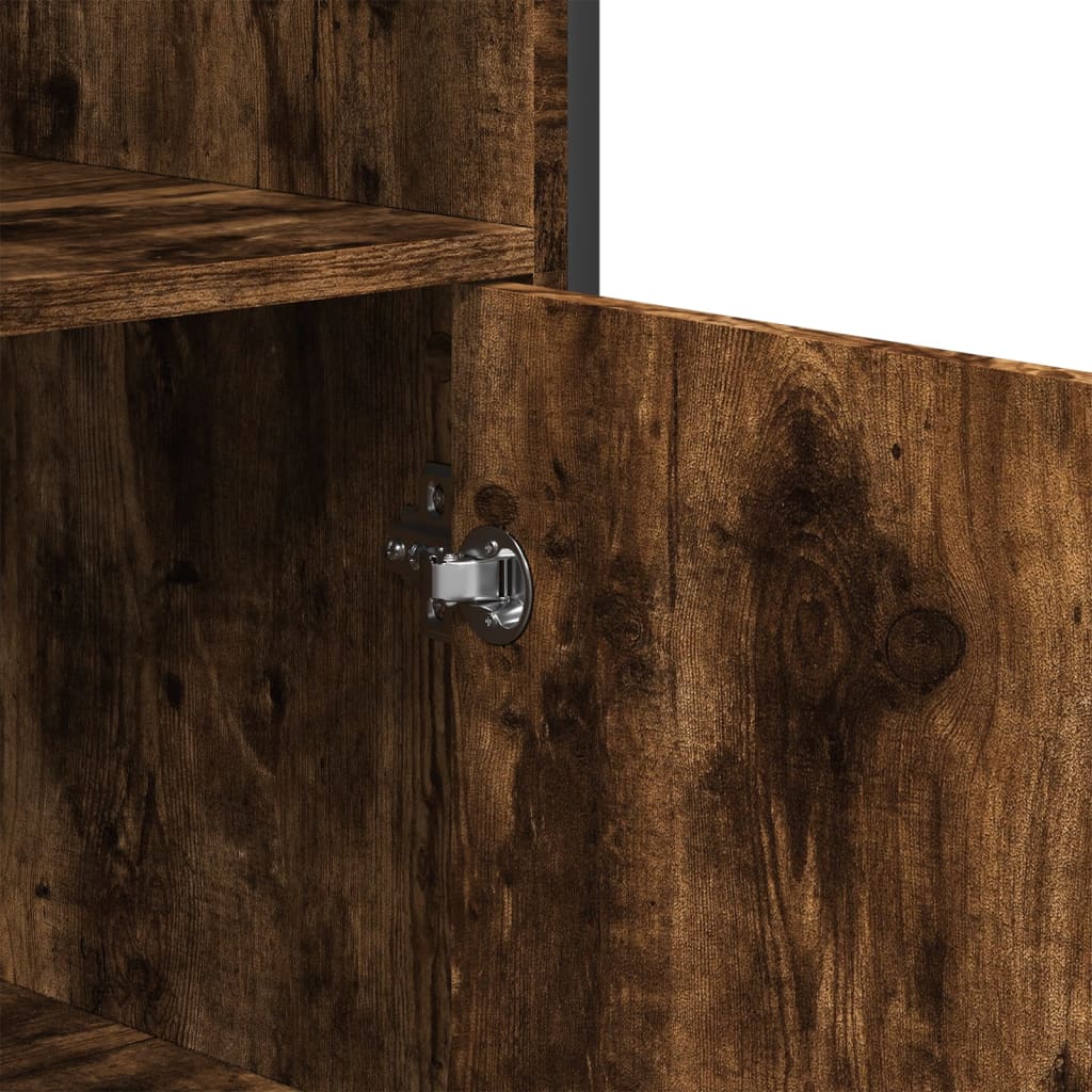 Hoge kast 79,5x35,5x137,5 cm bewerkt hout gerookt eikenkleurig is nu te koop bij PeponiXL, paradijselijk wonen!