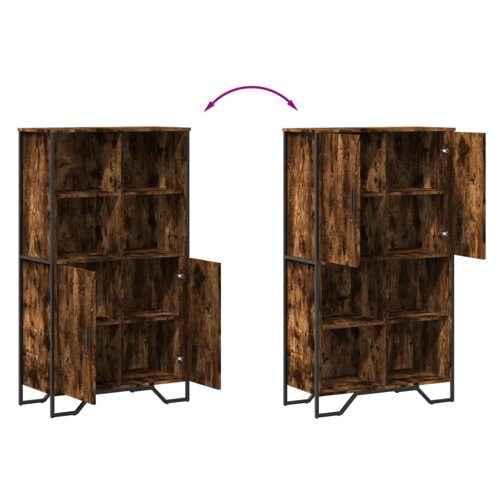 Hoge kast 79,5x35,5x137,5 cm bewerkt hout gerookt eikenkleurig is nu te koop bij PeponiXL, paradijselijk wonen!