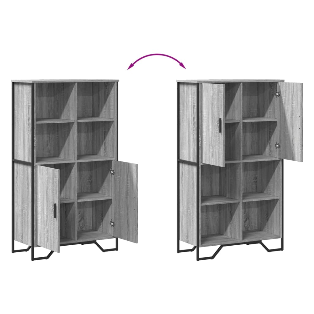 Hoge kast 79,5x35,5x137,5 cm bewerkt hout grijs sonoma eiken is nu te koop bij PeponiXL, paradijselijk wonen!
