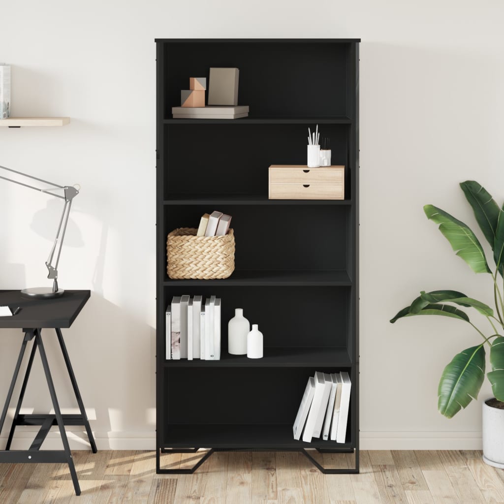 Boekenkast 80x31x169 cm bewerkt hout zwart is nu te koop bij PeponiXL, paradijselijk wonen!