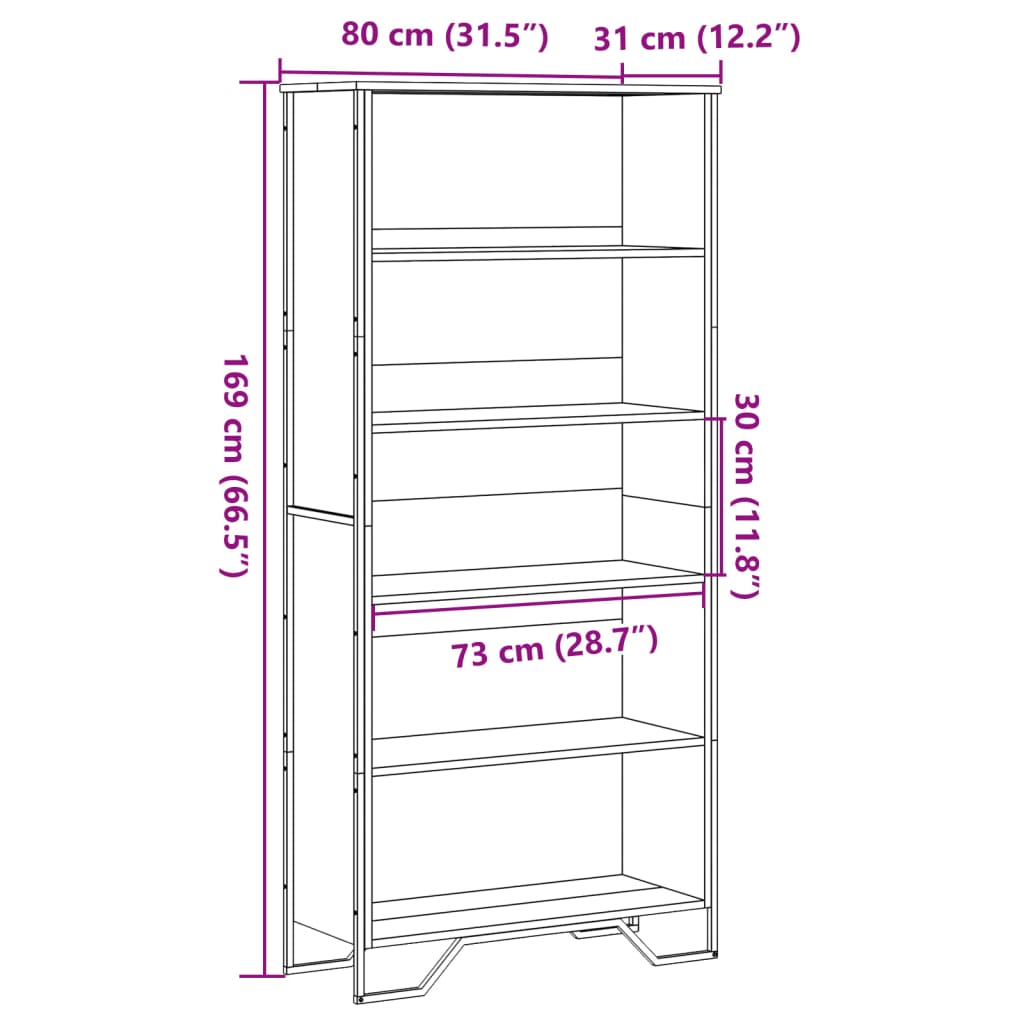 Boekenkast 80x31x169 cm bewerkt hout zwart is nu te koop bij PeponiXL, paradijselijk wonen!
