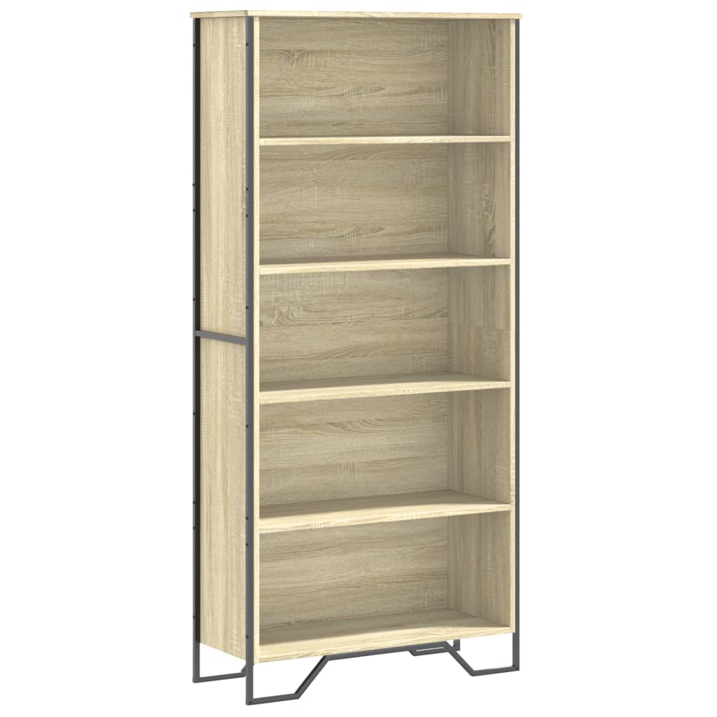 Boekenkast 80x31x169 cm bewerkt hout sonoma eikenkleurig is nu te koop bij PeponiXL, paradijselijk wonen!