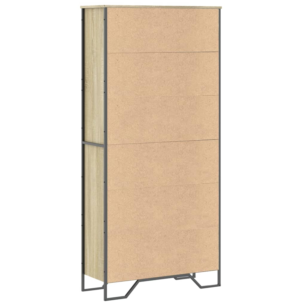 Boekenkast 80x31x169 cm bewerkt hout sonoma eikenkleurig is nu te koop bij PeponiXL, paradijselijk wonen!