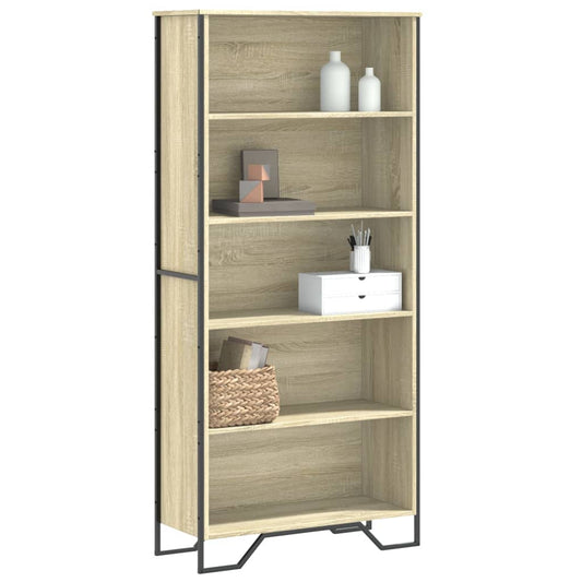Boekenkast 80x31x169 cm bewerkt hout sonoma eikenkleurig is nu te koop bij PeponiXL, paradijselijk wonen!