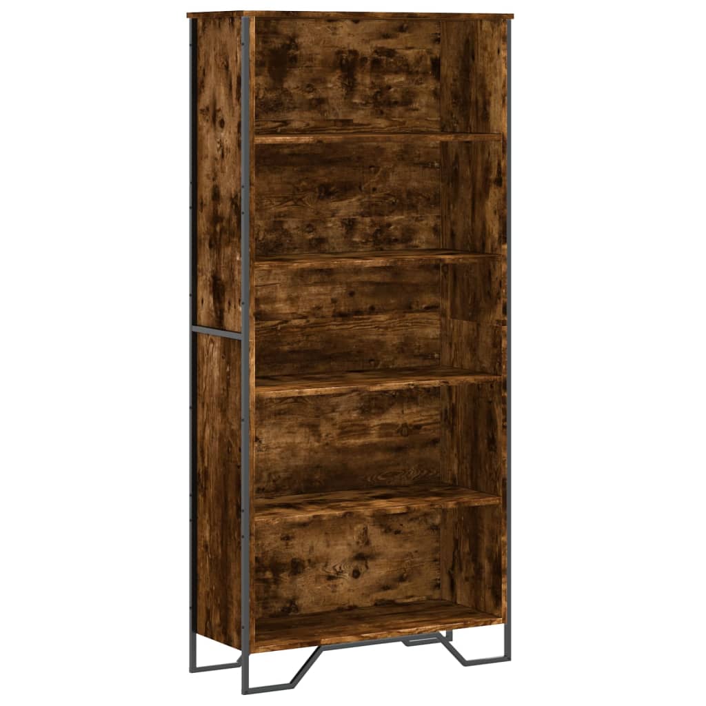 Boekenkast 80x31x169 cm bewerkt hout gerookt eikenkleurig is nu te koop bij PeponiXL, paradijselijk wonen!