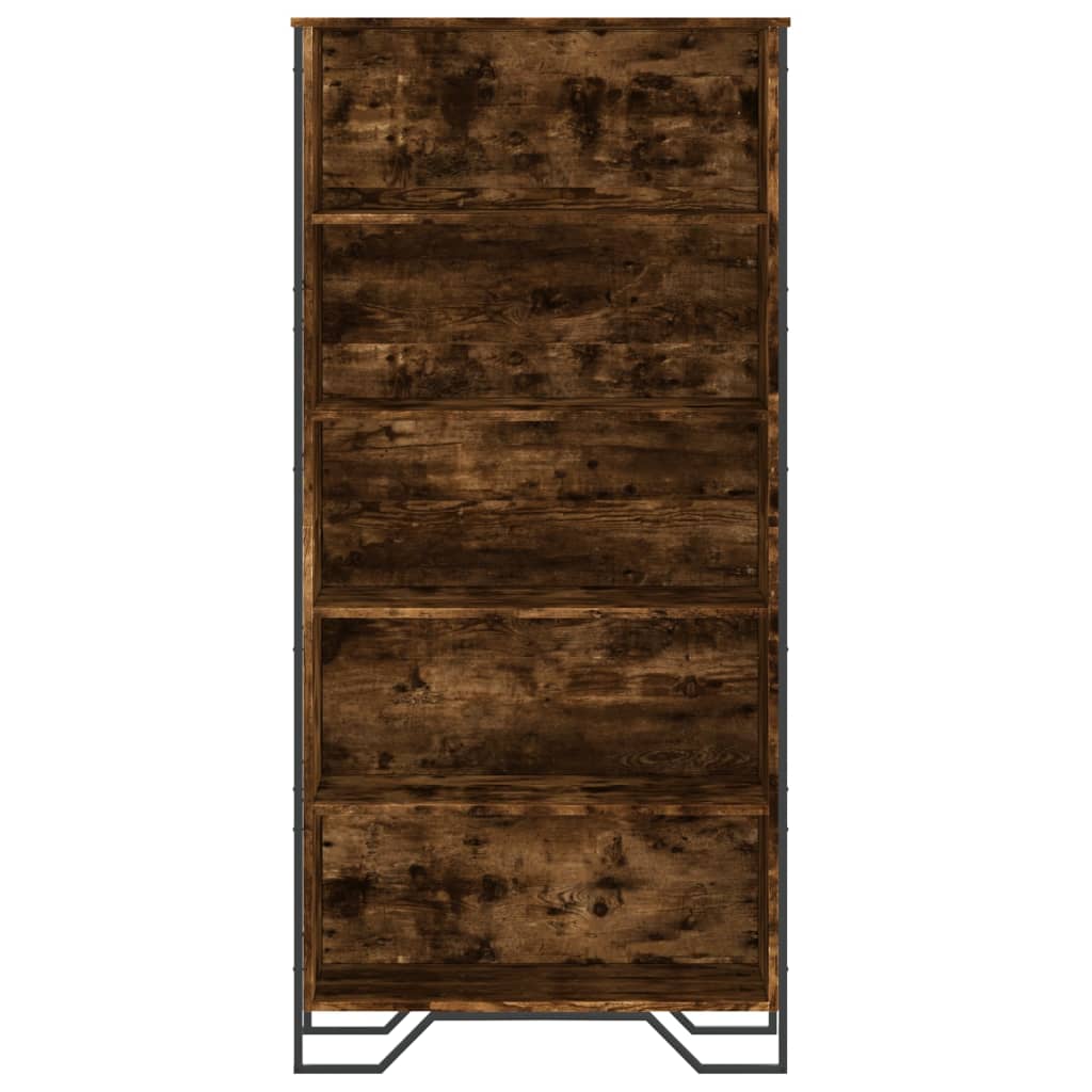 Boekenkast 80x31x169 cm bewerkt hout gerookt eikenkleurig is nu te koop bij PeponiXL, paradijselijk wonen!