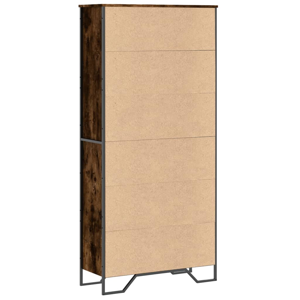 Boekenkast 80x31x169 cm bewerkt hout gerookt eikenkleurig is nu te koop bij PeponiXL, paradijselijk wonen!