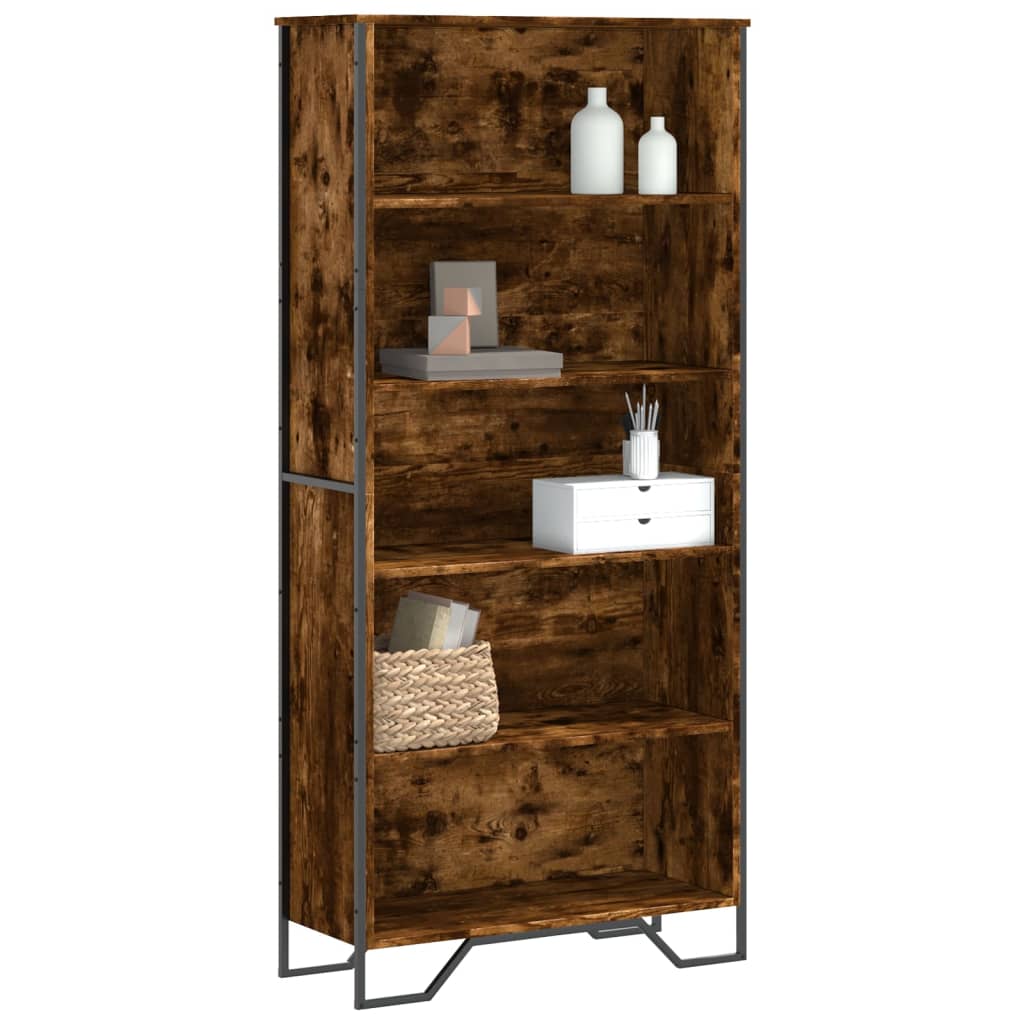 Boekenkast 80x31x169 cm bewerkt hout gerookt eikenkleurig is nu te koop bij PeponiXL, paradijselijk wonen!