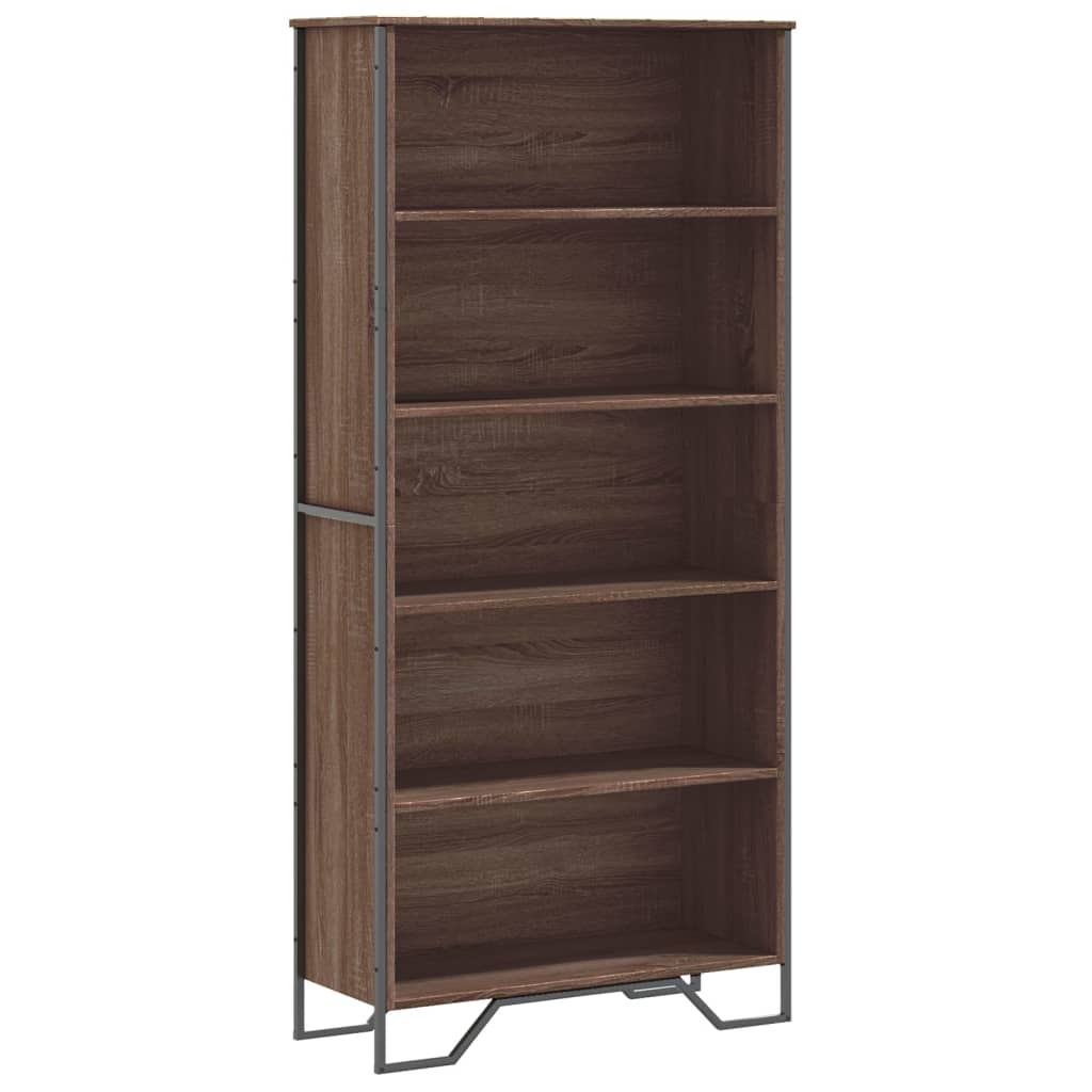Boekenkast 80x31x169 cm bewerkt hout bruin eikenkleurig is nu te koop bij PeponiXL, paradijselijk wonen!