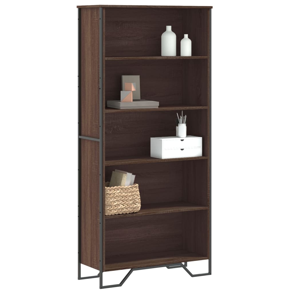 Boekenkast 80x31x169 cm bewerkt hout bruin eikenkleurig is nu te koop bij PeponiXL, paradijselijk wonen!