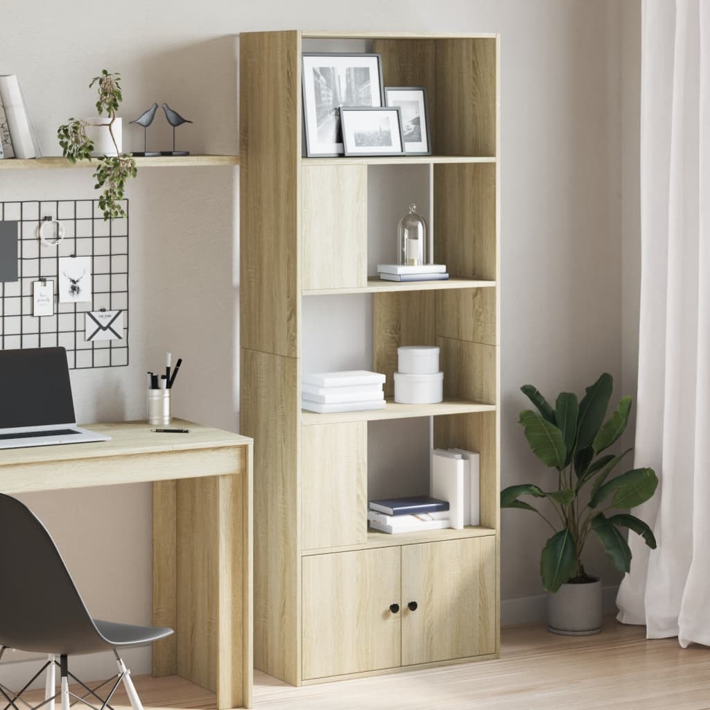 Boekenkast 70x36x189 cm bewerkt hout sonoma eikenkleurig is nu te koop bij PeponiXL, paradijselijk wonen!