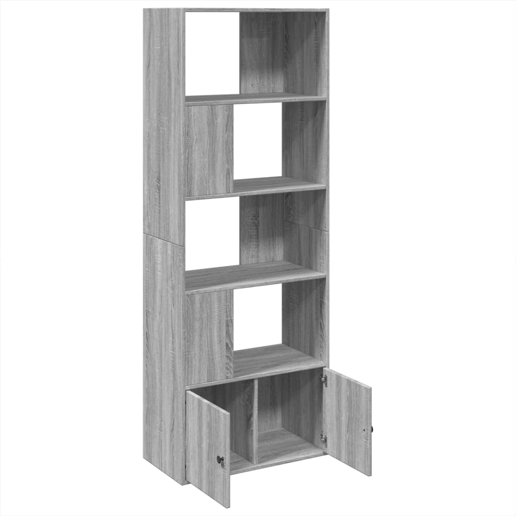 Boekenkast 70x36x189 cm bewerkt hout grijs sonoma eikenkleurig is nu te koop bij PeponiXL, paradijselijk wonen!