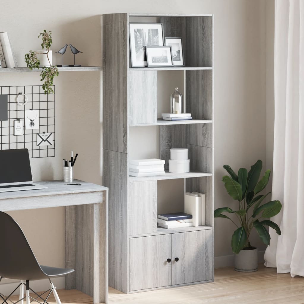 Boekenkast 70x36x189 cm bewerkt hout grijs sonoma eikenkleurig is nu te koop bij PeponiXL, paradijselijk wonen!