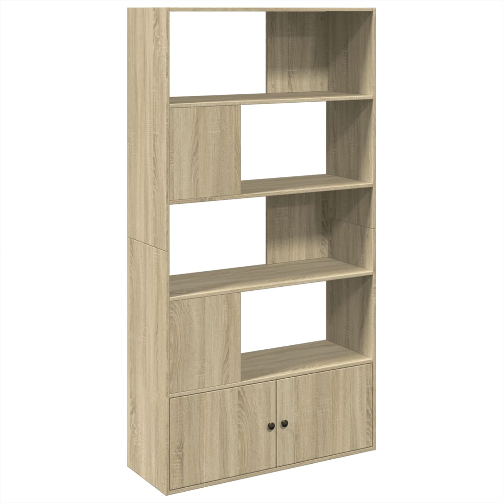 Boekenkast 100x36x189 cm bewerkt hout sonoma eikenkleurig is nu te koop bij PeponiXL, paradijselijk wonen!