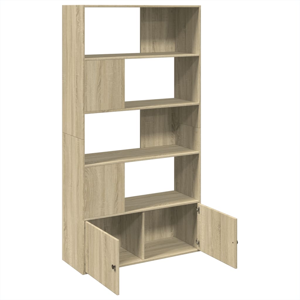 Boekenkast 100x36x189 cm bewerkt hout sonoma eikenkleurig is nu te koop bij PeponiXL, paradijselijk wonen!