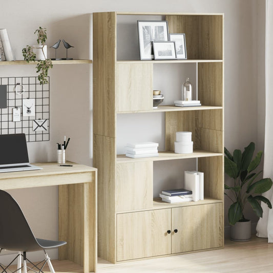 Boekenkast 100x36x189 cm bewerkt hout sonoma eikenkleurig is nu te koop bij PeponiXL, paradijselijk wonen!