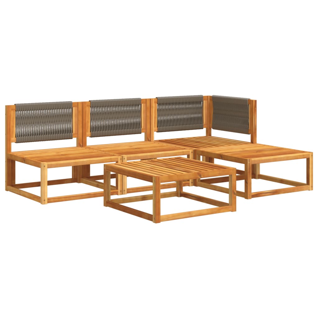 5-delige tuinset met kussens van acaciahout en touw is nu te koop bij PeponiXL, paradijselijk wonen!