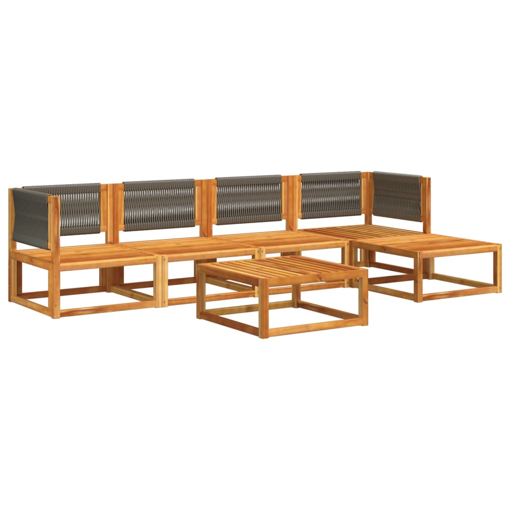6-delige tuinbankset met kussens acaciahout & touw is nu te koop bij PeponiXL, paradijselijk wonen!