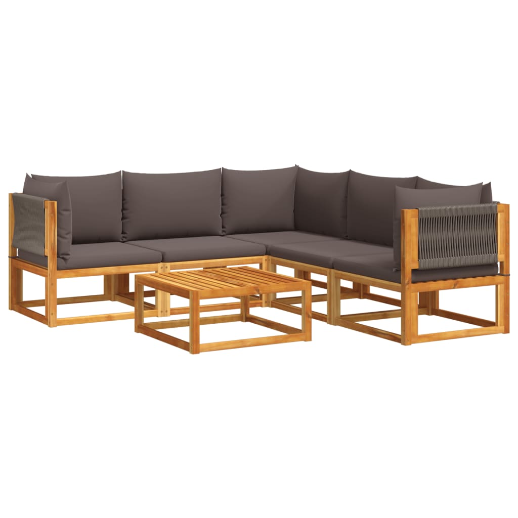 6-delige tuinbankset met kussens acaciahout & touw is nu te koop bij PeponiXL, paradijselijk wonen!