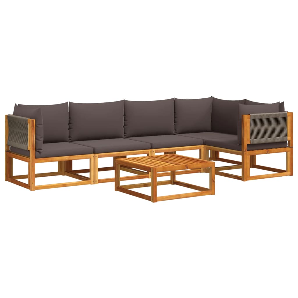 6-delige tuinbankset met kussens acaciahout & touw is nu te koop bij PeponiXL, paradijselijk wonen!
