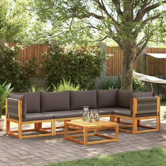 6-delige tuinbankset met kussens acaciahout & touw is nu te koop bij PeponiXL, paradijselijk wonen!