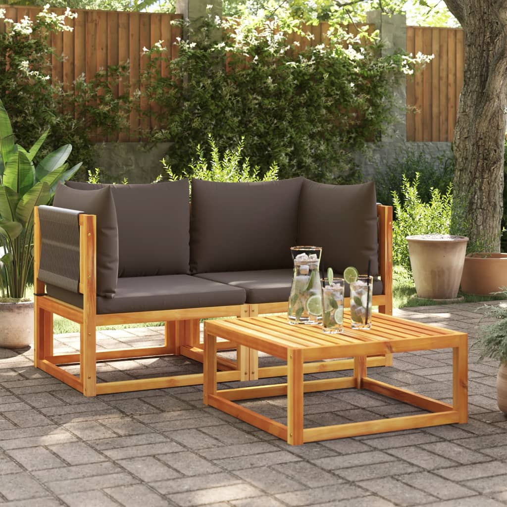Tuinbanken Hoekbanken met Kussens 2 st acaciahout & Touw is nu te koop bij PeponiXL, paradijselijk wonen!