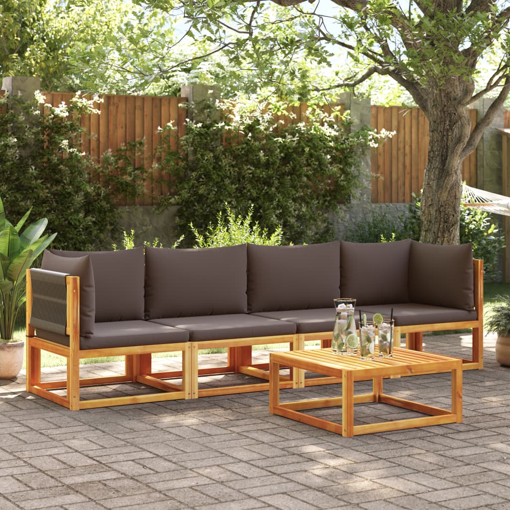 4-delige tuinbankset met kussens acaciahout & touw is nu te koop bij PeponiXL, paradijselijk wonen!