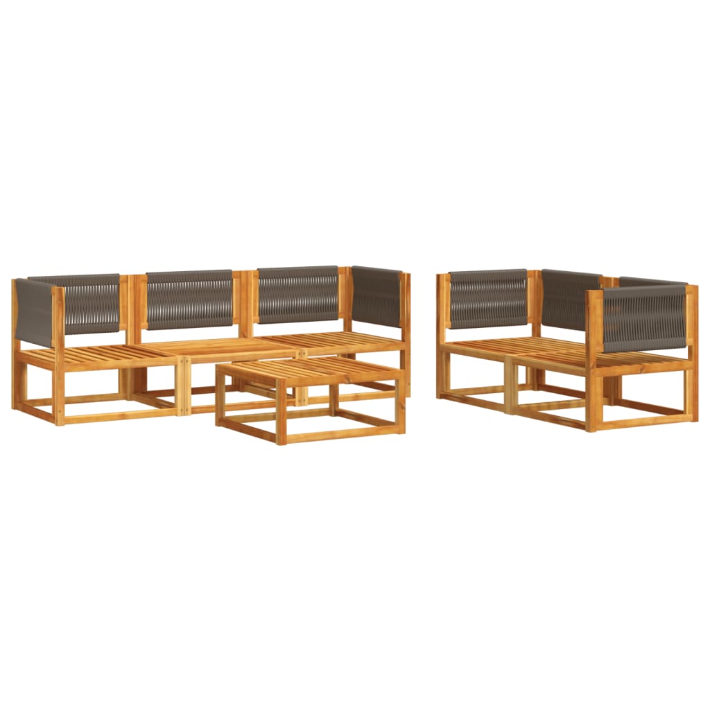 6-delige tuinbankset met kussens acaciahout & touw is nu te koop bij PeponiXL, paradijselijk wonen!