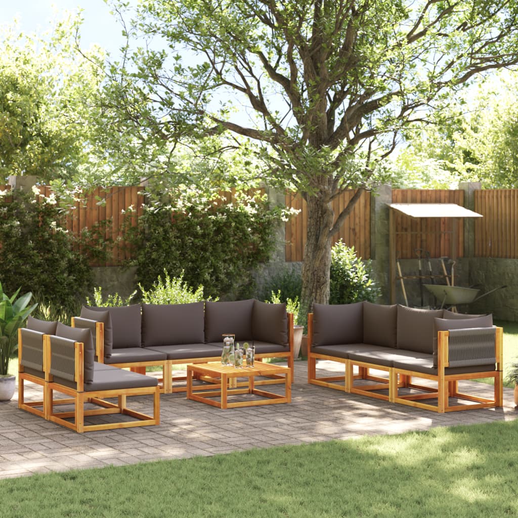 9-delige tuinbankset met kussens acaciahout & touw is nu te koop bij PeponiXL, paradijselijk wonen!