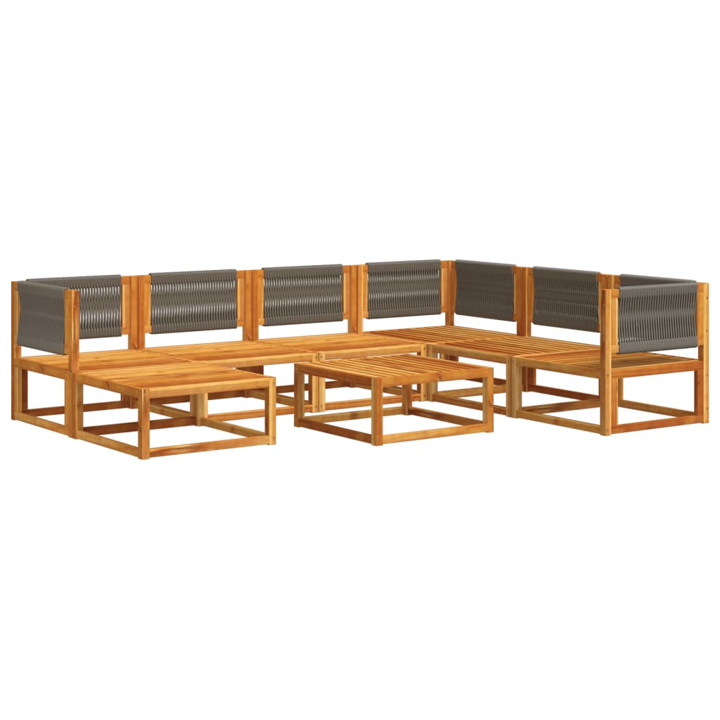 8-delige tuinbankset met kussens van acaciahout en touw is nu te koop bij PeponiXL, paradijselijk wonen!