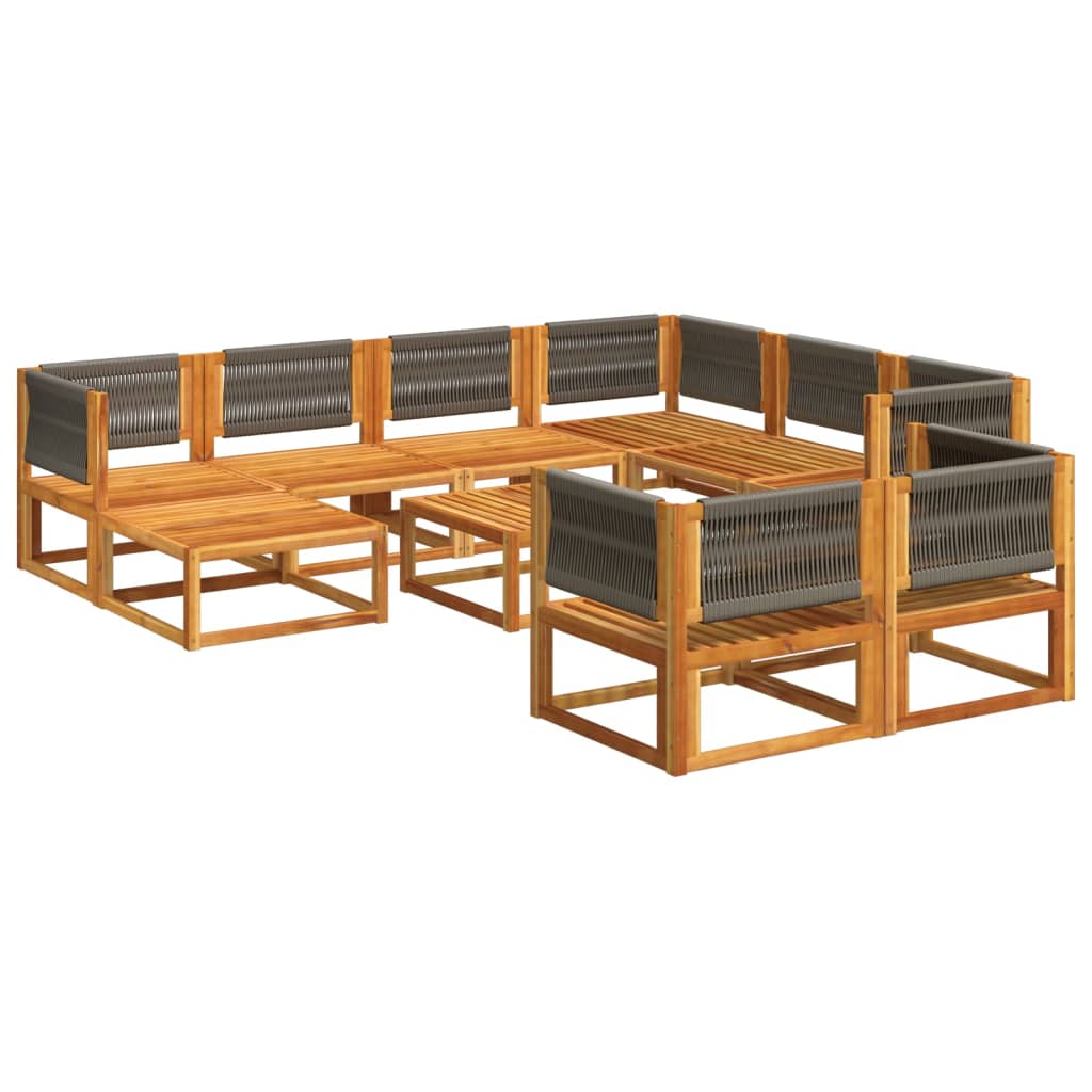 10-delige tuinbankset met kussens van acaciahout en touw is nu te koop bij PeponiXL, paradijselijk wonen!