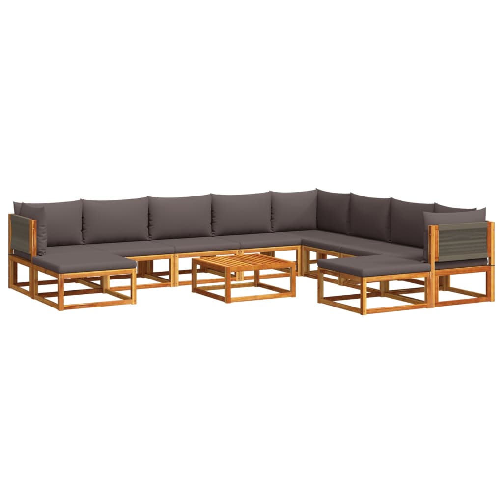11-delige tuinbankset met kussens acaciahout & touw is nu te koop bij PeponiXL, paradijselijk wonen!