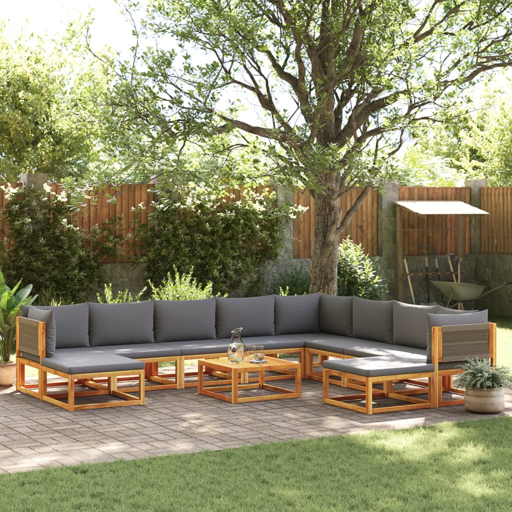 11-delige tuinbankset met kussens acaciahout & touw is nu te koop bij PeponiXL, paradijselijk wonen!
