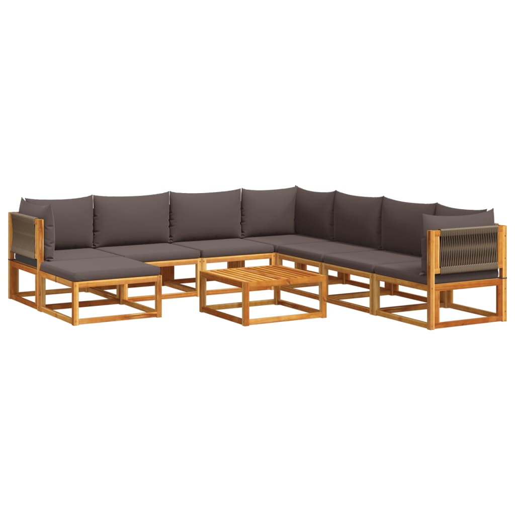 9-delige tuinbankset met kussens acaciahout & touw is nu te koop bij PeponiXL, paradijselijk wonen!