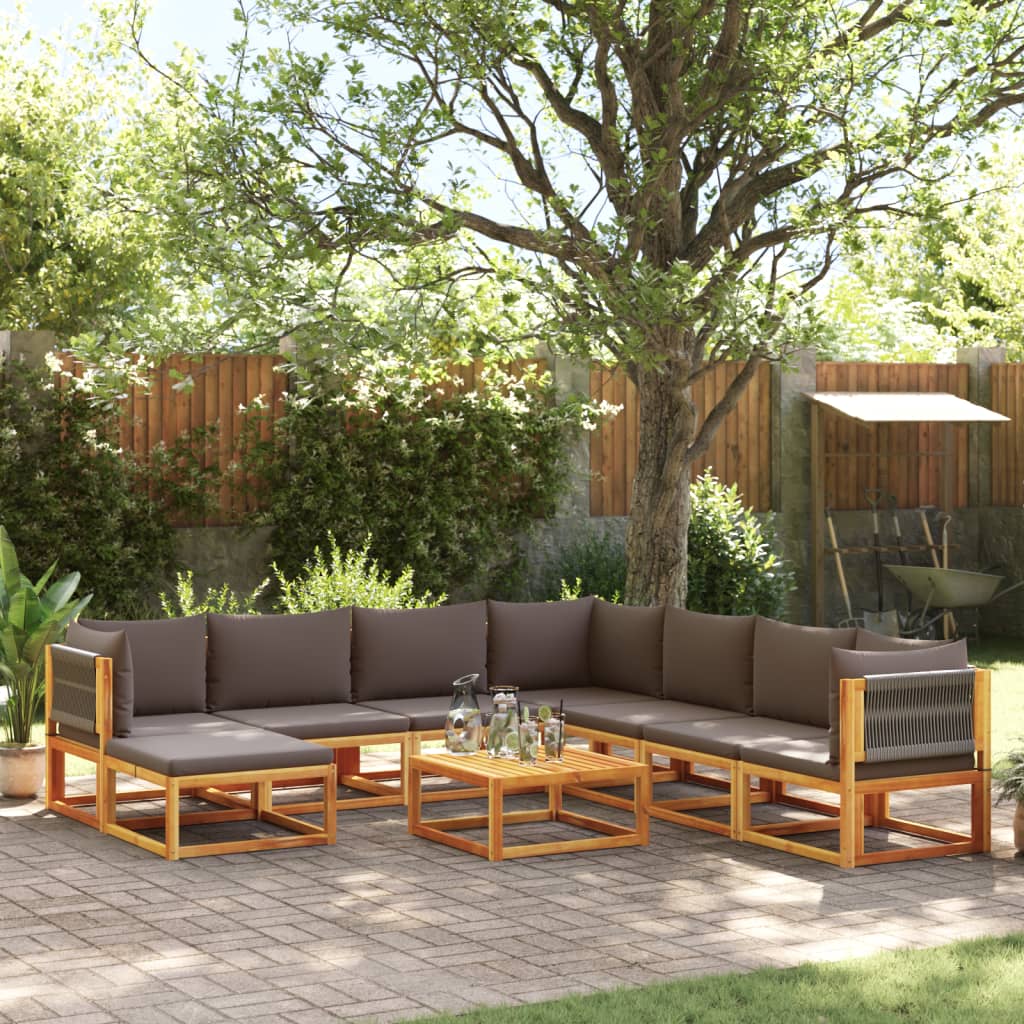 9-delige tuinbankset met kussens acaciahout & touw is nu te koop bij PeponiXL, paradijselijk wonen!