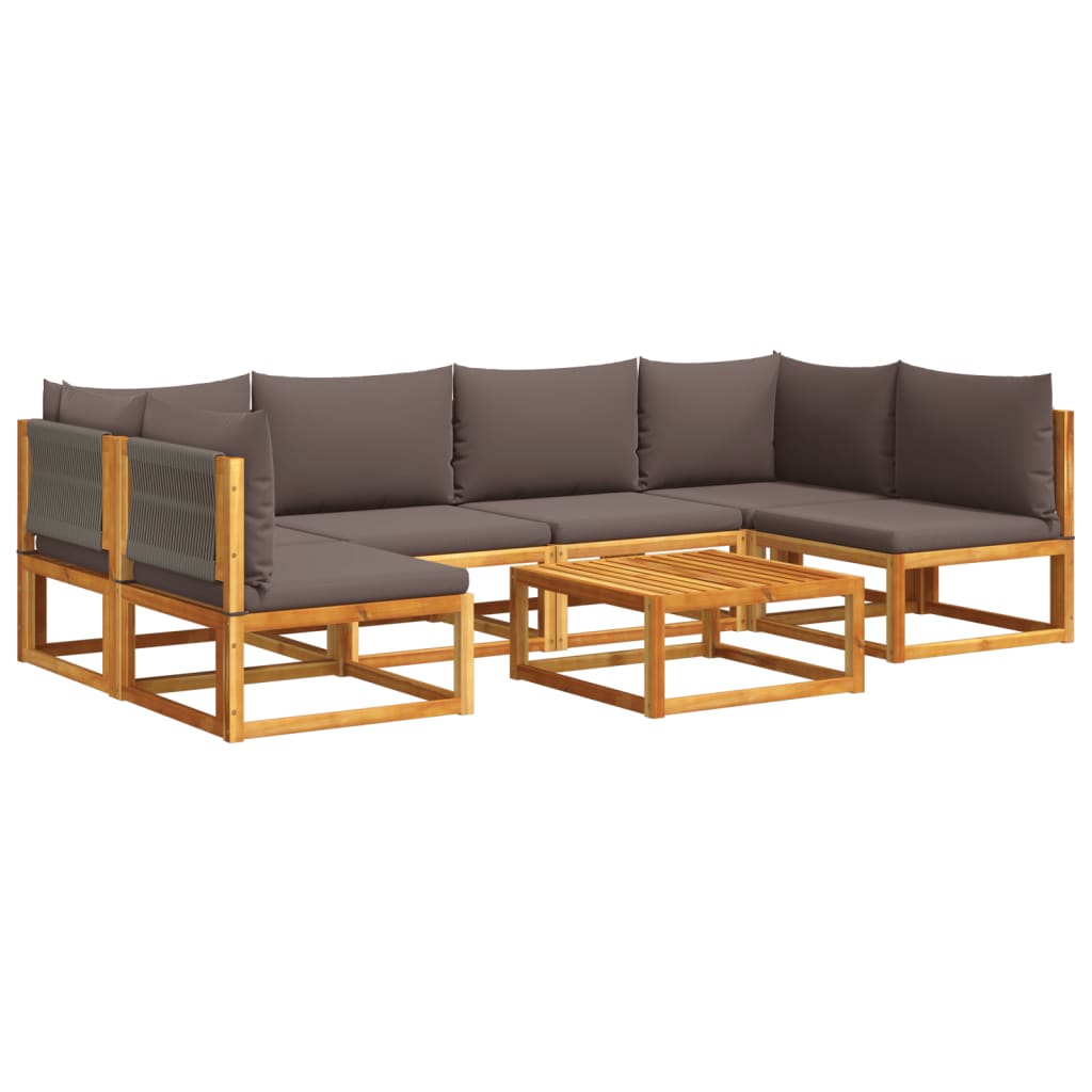 7-delige tuinbankset met kussens acaciahout & touw is nu te koop bij PeponiXL, paradijselijk wonen!