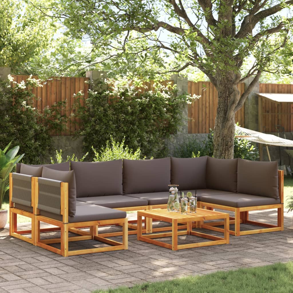 7-delige tuinbankset met kussens acaciahout & touw is nu te koop bij PeponiXL, paradijselijk wonen!