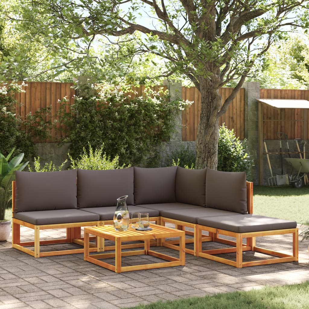6-delige tuinbankset met kussens acaciahout & touw is nu te koop bij PeponiXL, paradijselijk wonen!