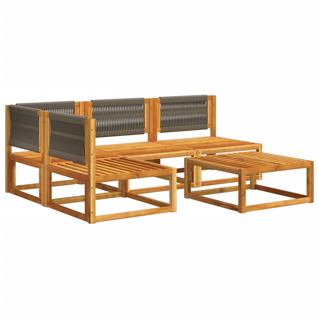 5-delige tuinset met kussens van acaciahout en touw is nu te koop bij PeponiXL, paradijselijk wonen!