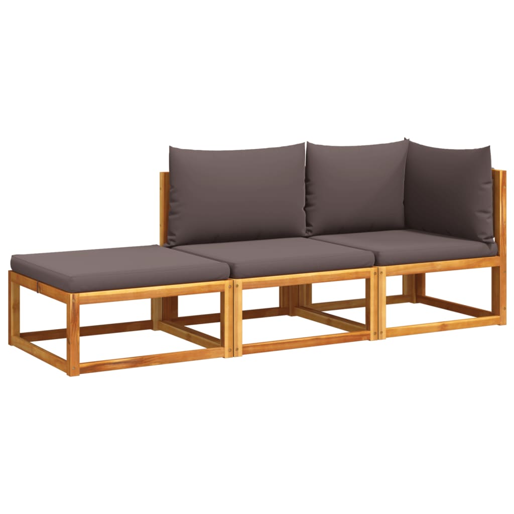 3-delige tuinbankset met kussens acaciahout & touw is nu te koop bij PeponiXL, paradijselijk wonen!
