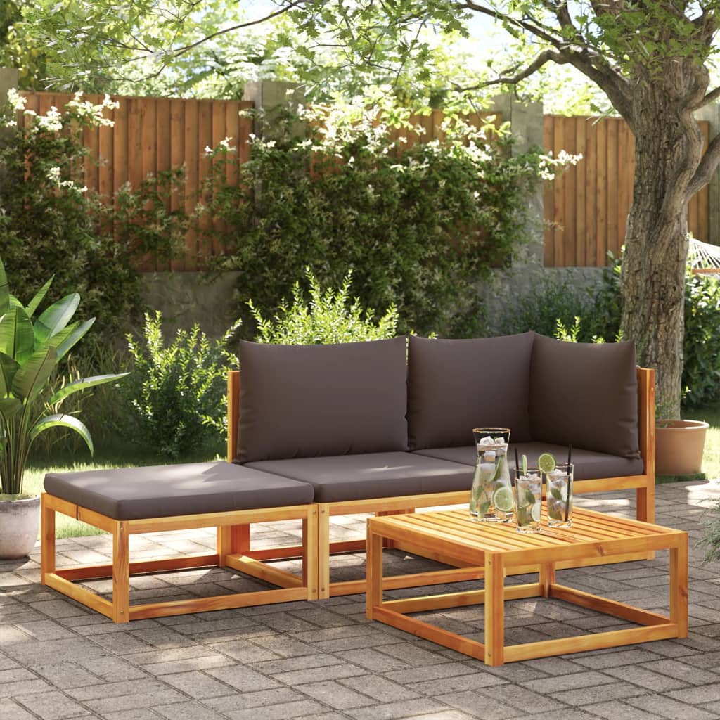 3-delige tuinbankset met kussens acaciahout & touw is nu te koop bij PeponiXL, paradijselijk wonen!