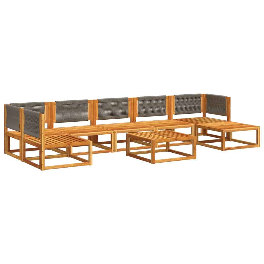 8-delige tuinbankset met kussens van acaciahout en touw is nu te koop bij PeponiXL, paradijselijk wonen!