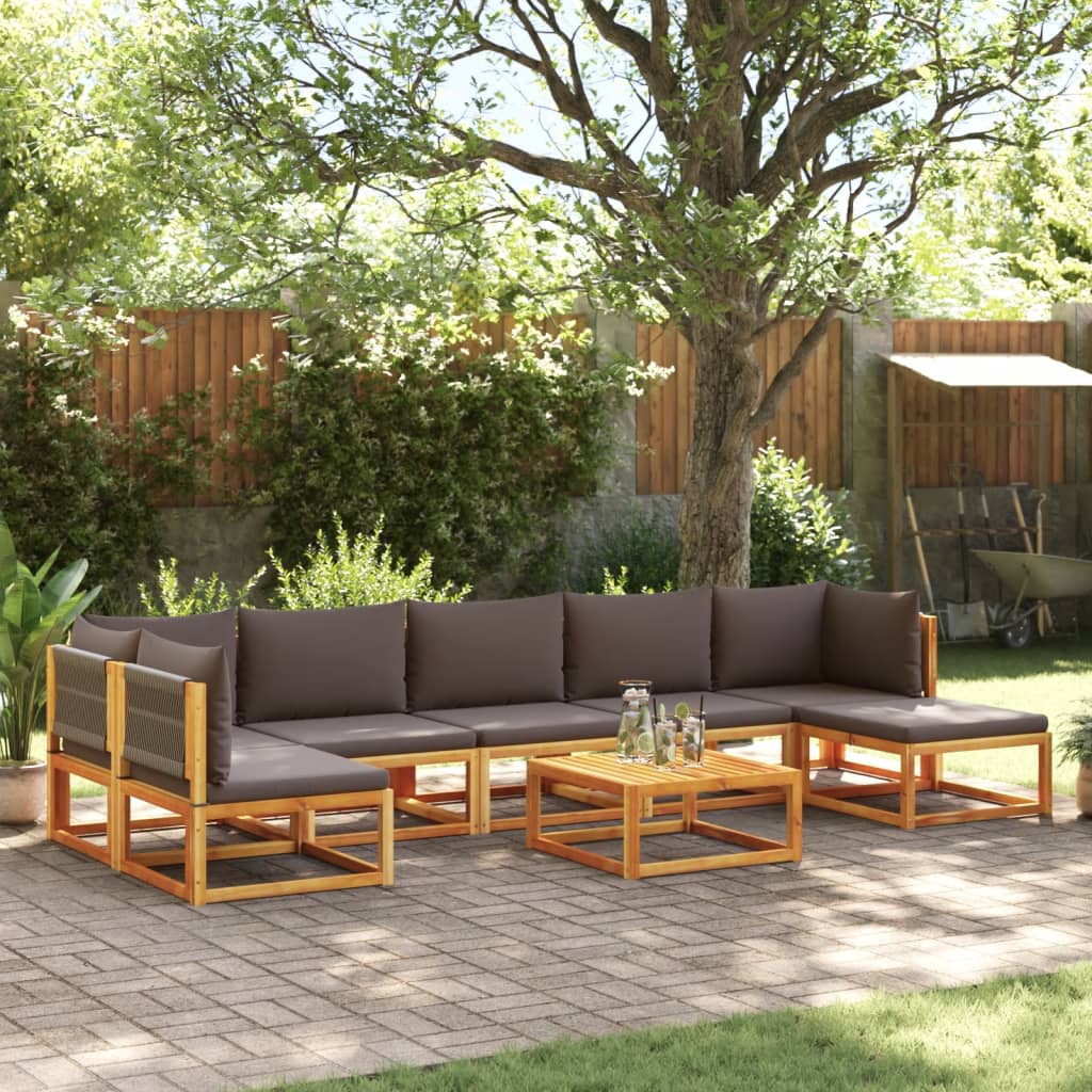 8-delige tuinbankset met kussens van acaciahout en touw is nu te koop bij PeponiXL, paradijselijk wonen!