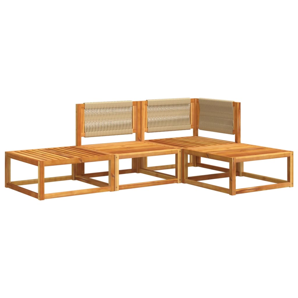 4-delige tuinbankset met kussens acaciahout & touw is nu te koop bij PeponiXL, paradijselijk wonen!